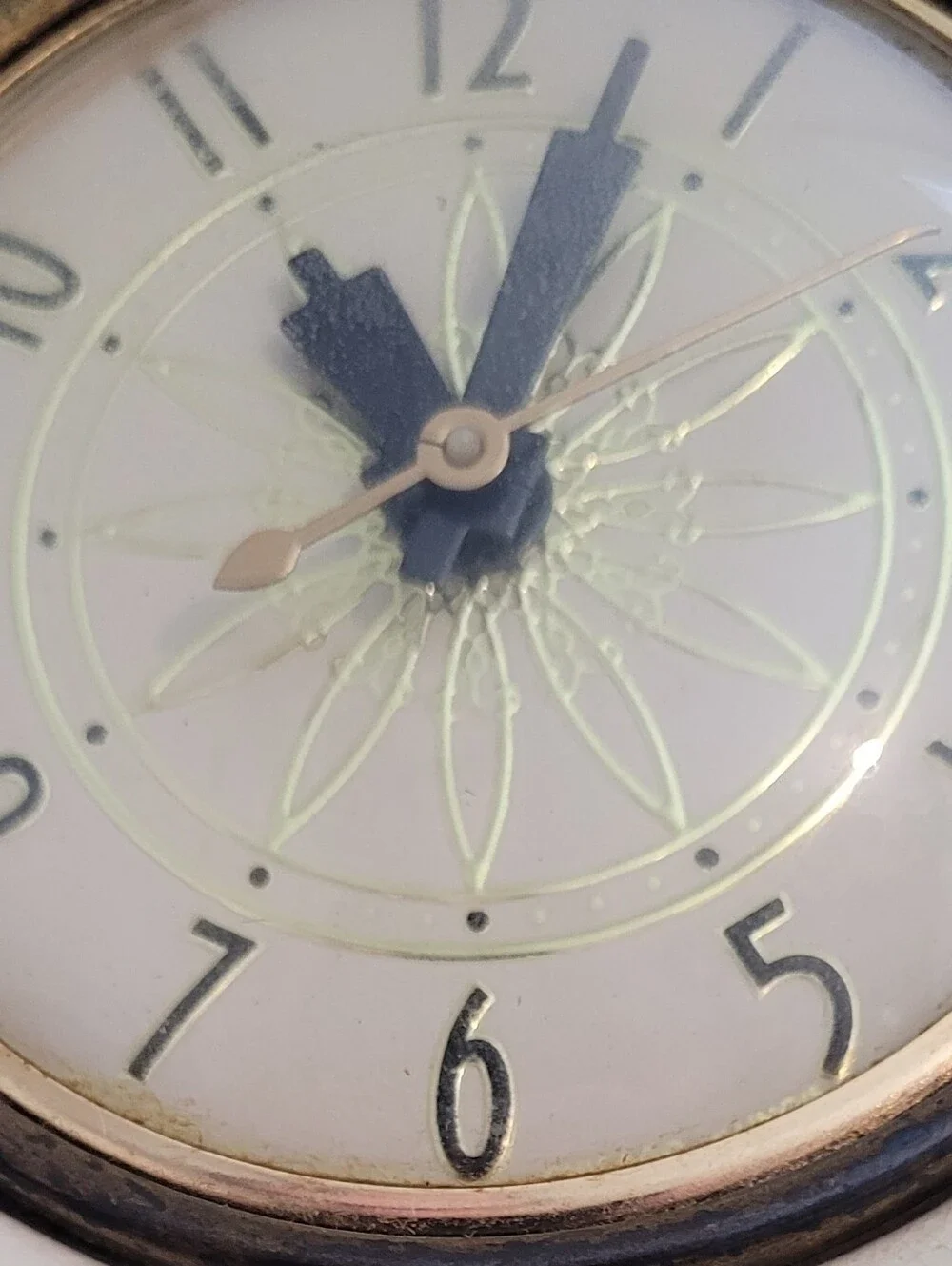 Vintage Royal Oxford China Electric Clock Art Deco Floral 22K Gold - Motor Hums